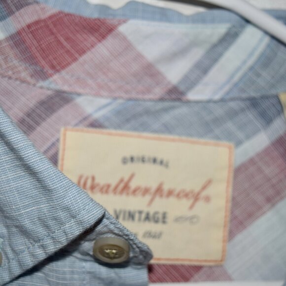 Weatherproof Relaxed Classics Men's M Short Sleeve Button Down Shirt Blue - Picture 4 of 4